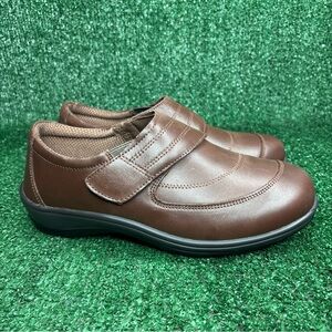 Orthofeet Womens 8.5 2E Extra Wide Emily Brown Leather Orthopedic Comfort Shoes